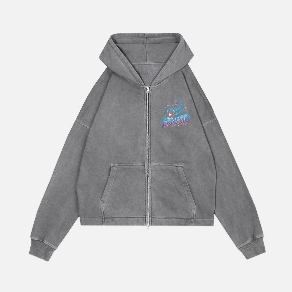 Ernesto Scorpion Neon Retro Horror Style Zip Hoodie